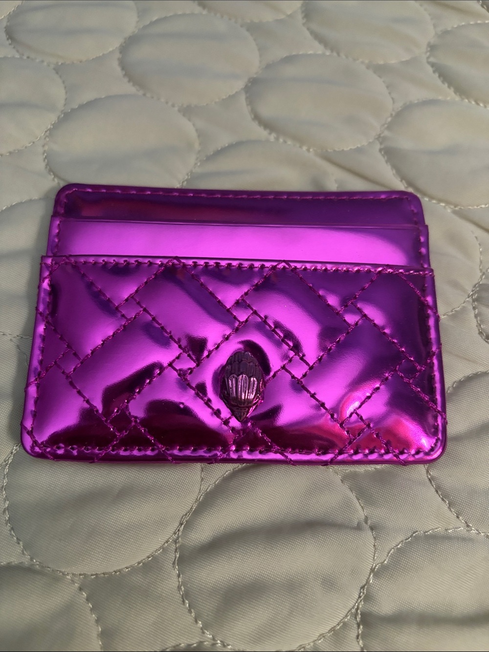 Kurt Geiger Metallic Fuchsia Quilted Card Holder